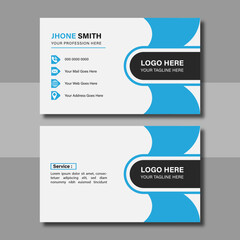  Clean Corporate Business Card Layout with Black and blue Accents. Modern unique creative business card. Business card for business and personal use. Vector illustration design, Print ready,