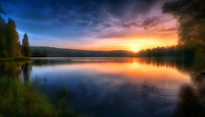 Obraz premium Landschaft Sonnenaufgang am See. Hintergrund für das Design 3.