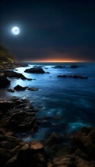 Landschaft Nacht Ozean. Hintergrund f&uuml;r das Design 2.