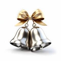 christmas bells with ribbon, Decorative christmas ornament with christmas golden bells or jingle bells Christmas decoration