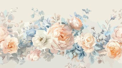 Pastel Pink Blue Ivory Watercolor Floral Bouquet Peon