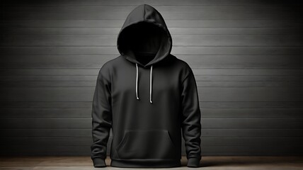 Blank hoodie mockup .Blank sweatshirt black color preview template front and back view on white...