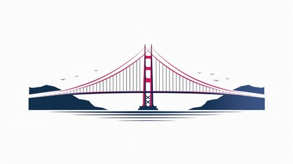Obraz premium Minimalist icon of a bridge with elegant, simple lines, symbolizing civil engineering and infrastructure development