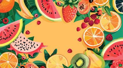 Tropical summer fruits card background design Exotic
