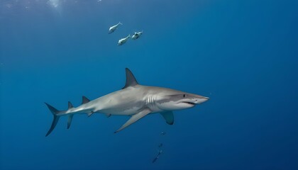 A Hammerhead Shark Circling A Bait Ball