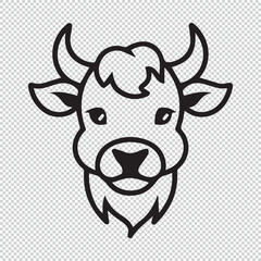 Calf head mascot logo icon design, black vector illustration on transparent background