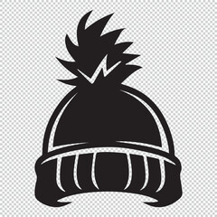 Simple beanie cap logo icon design, black vector illustration on transparent background