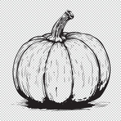 Simple halloween pumpkin icon logo for coloring book pages, vector illustration on transparent background