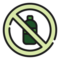 No Plastic Bottle Icon in Filled Line Style
