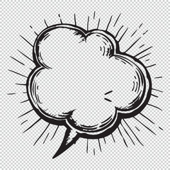 Simple sketch logo icon of cartoon speech bubble, black vector illustration on transparent background