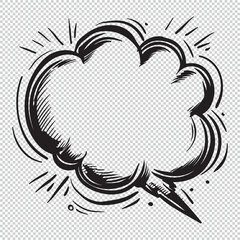 Simple sketch logo icon of cartoon speech bubble, black vector illustration on transparent background