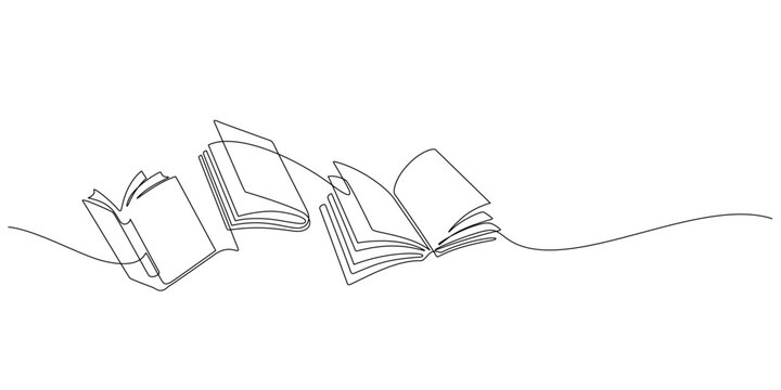 books opening pages one line drawing minimalism education concept