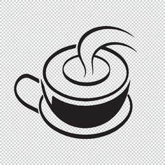 Simple coffee cup logo, black vector illustration on transparent background