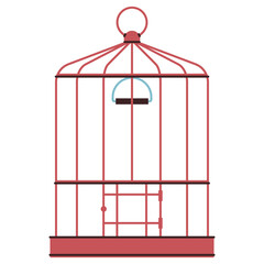 Bird cage for parakeets vector cartoon illustration isolated on a white background.