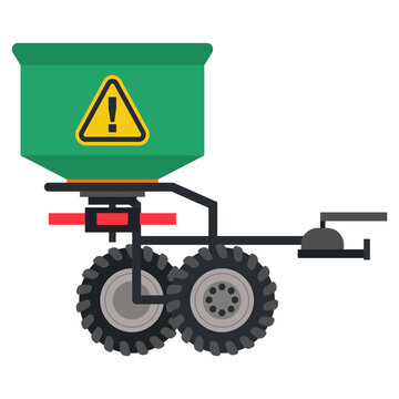 recommend clip art: Tow fertilizer spreader vector cartoon illustration isolated on a white background.