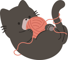 Cute cat with yarn illustration vector