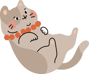 Cute cat with necklace illustration vector