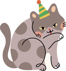Cute cat with hat illustration vector