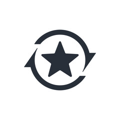 Replacement star and arrows. Alternative possibility, proposal. Vector linear icon isolated on white background.