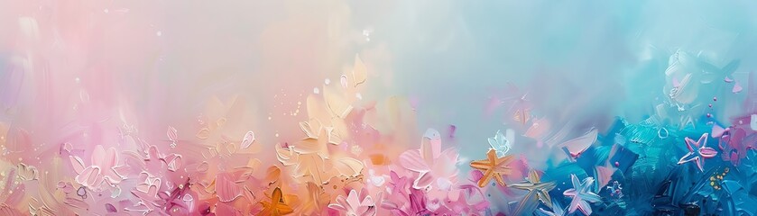 Fototapeta premium Floating sea stars, pastel hues, abstract, soft textures