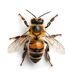 Realistic Bee top view isolated on white background