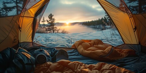 morning tent view illustration