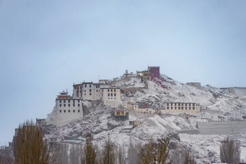 old monastery in the snow