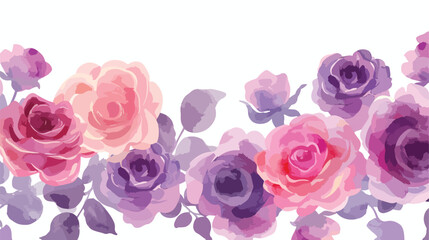 Pink purple rose flower border watercolor for wedding