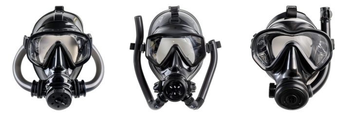 Set of Diving Mask isolated on transparent png background. Generative ai
