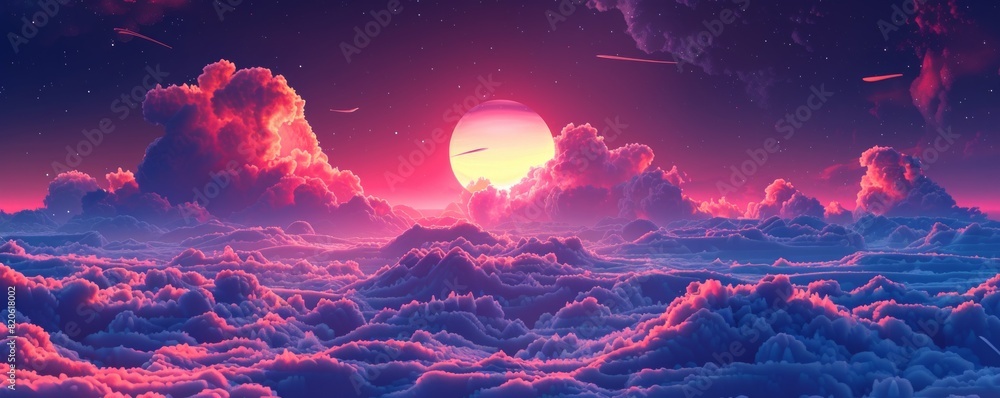 Poster a celestial dreamscape where ethereal beings drift through the void, their luminous forms casting so