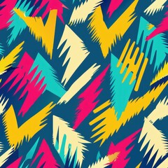Seamless pattern of bold and graphic brush strokes forming geometric shapes and patterns, Generative AI