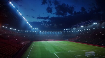 soccer stadium and. football stadium in the night.