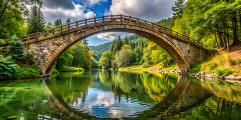 Obraz premium Bridge Reflected on Water Surface. Perfect for: Landscape Photography, Architecture Themes, Reflection Concepts, urban landscapes, cityscapes, scenic views, architectural photography.
