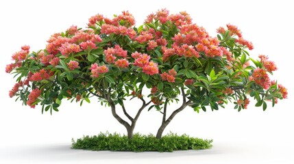 Fototapeta premium Tropical plant flower bush tree isolated on white background with clipping path