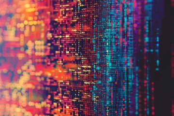 A Colorful Graphic of Code Snippets and Algorithms Forming a Visually Appealing Pattern