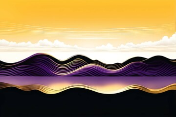 Non-binary flag embodied in abstract seascape, horizontal waves yellow white purple black