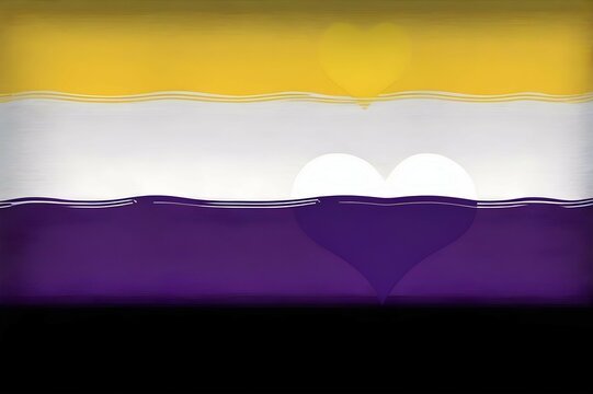 Hearts on non-binary lgbt flag yellow white purple black abstract backdrop