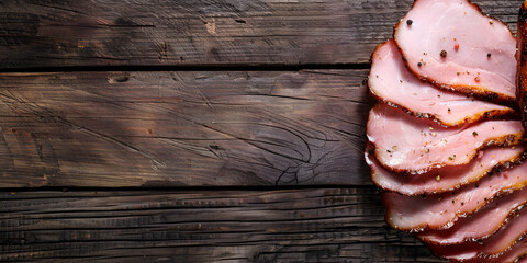 Fresh Sliced Meat on Rustic Wooden Surface