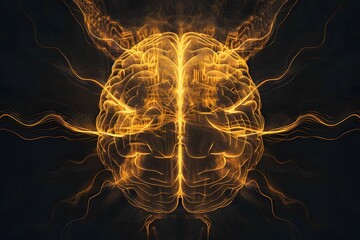 Human brain created by digital technology. 