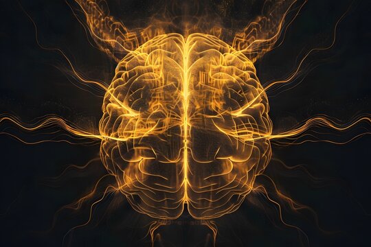 Human brain created by digital technology. 