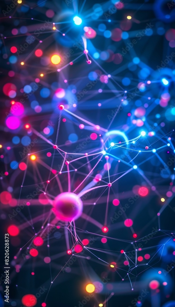 Poster mesmerizing 3d microscopic view of neurons intricate nerve cells background with room for text