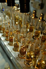 Efficient bottled cosmetic assembly line in a typical factory production environment