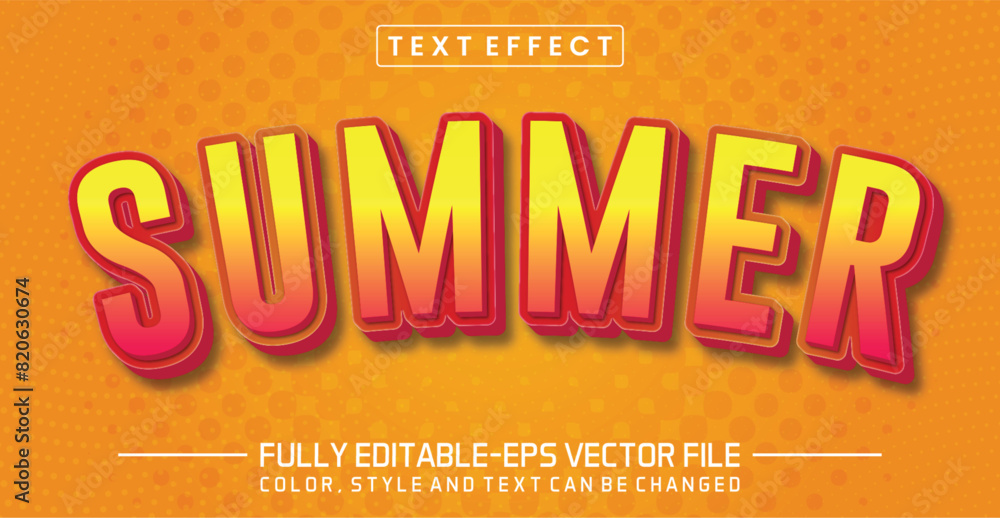 Poster summer font text effect editable