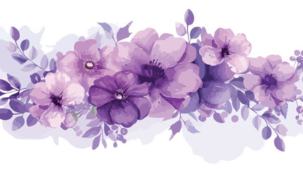Fototapeta na wymiar Purple floral bouquet with watercolor for background
