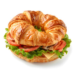 Croissant sandwich isolated on white background