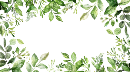 spring leaf frame border isolated on white or transparent png