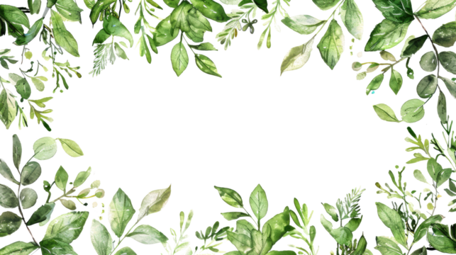spring leaf frame border isolated on white or transparent png