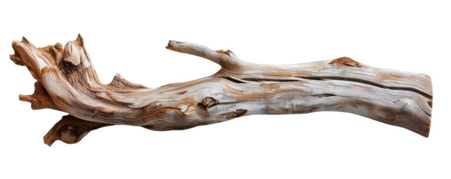 driftwood log isolated on white or transparent png