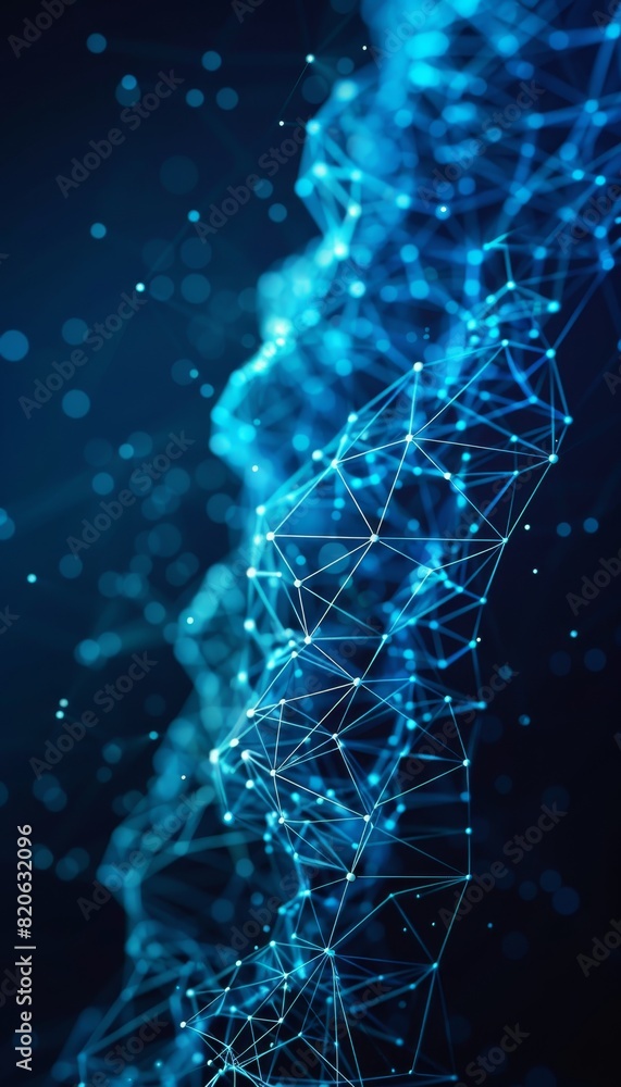 Poster interconnected dots on vibrant blue background abstract representation of communication
