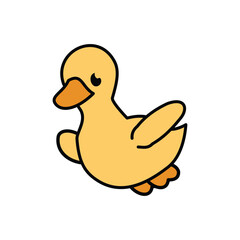 cute duck cartoon icon illustration design graphic flat style yellow color. Animal design elements in a flat style. Cartoon animals